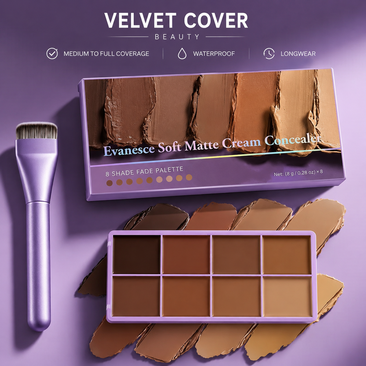 Velvet Cover™  Palette Correctrice & Contour 8 Teintes