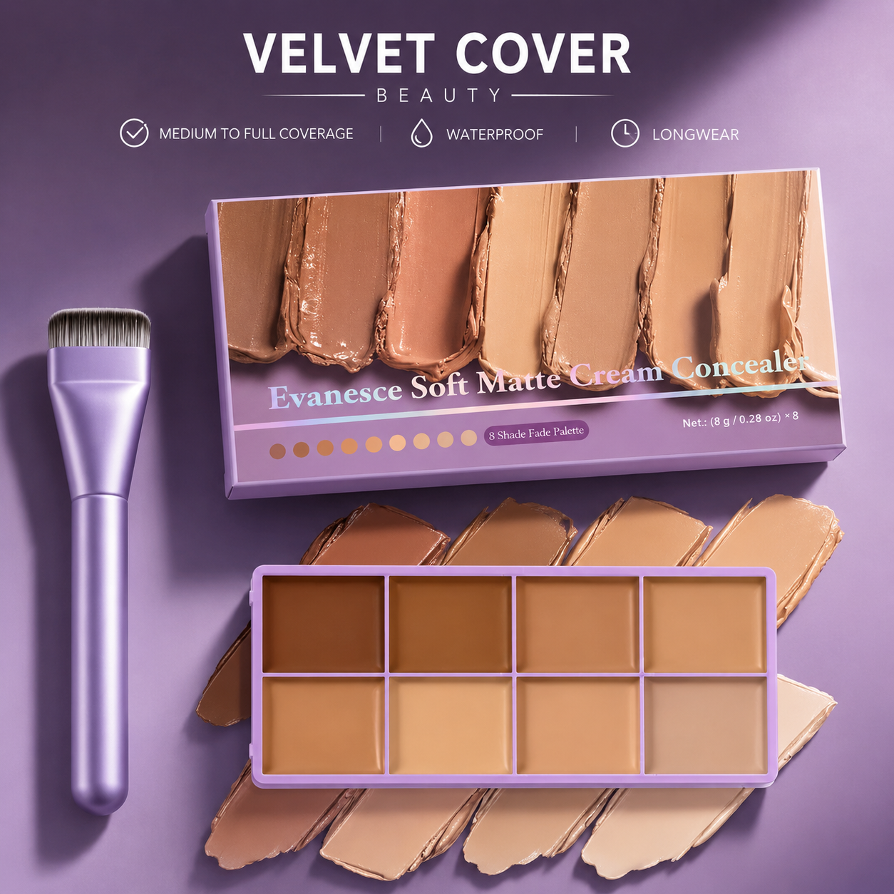 Velvet Cover™  Palette Correctrice & Contour 8 Teintes