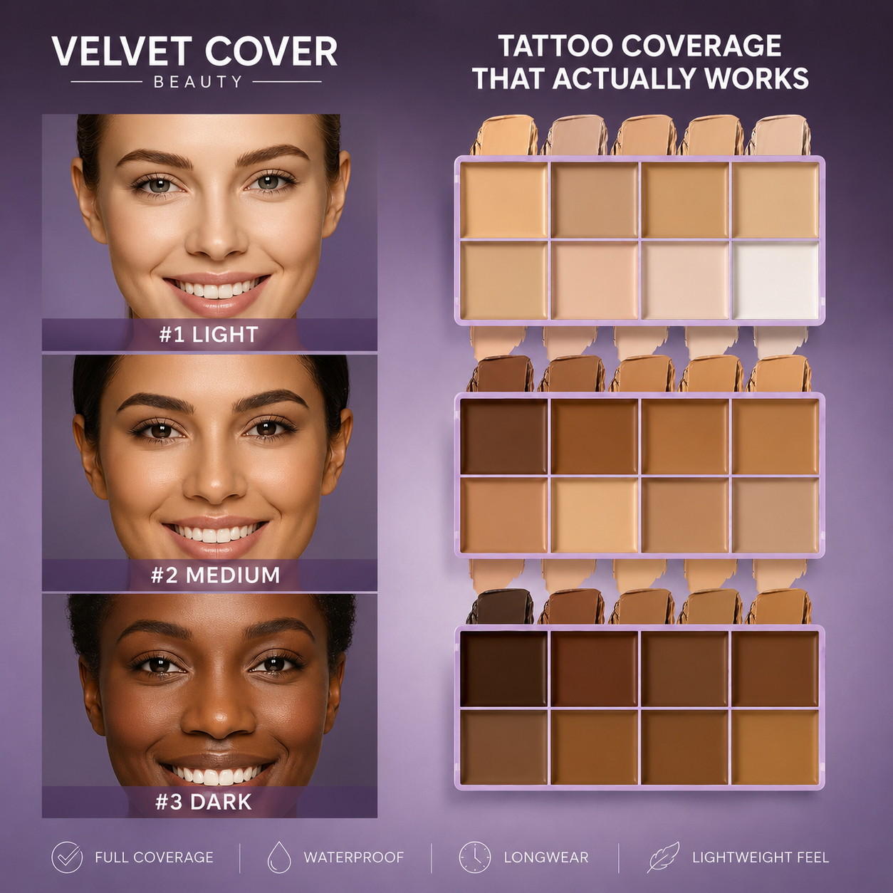 Velvet Cover™  Palette Correctrice & Contour 8 Teintes